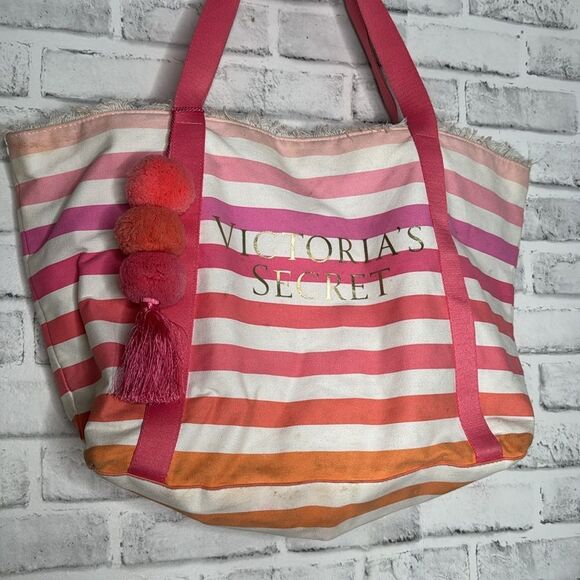 Victoria’s Secret Striped Large Tote Beach Bag - Picture 3 of 8